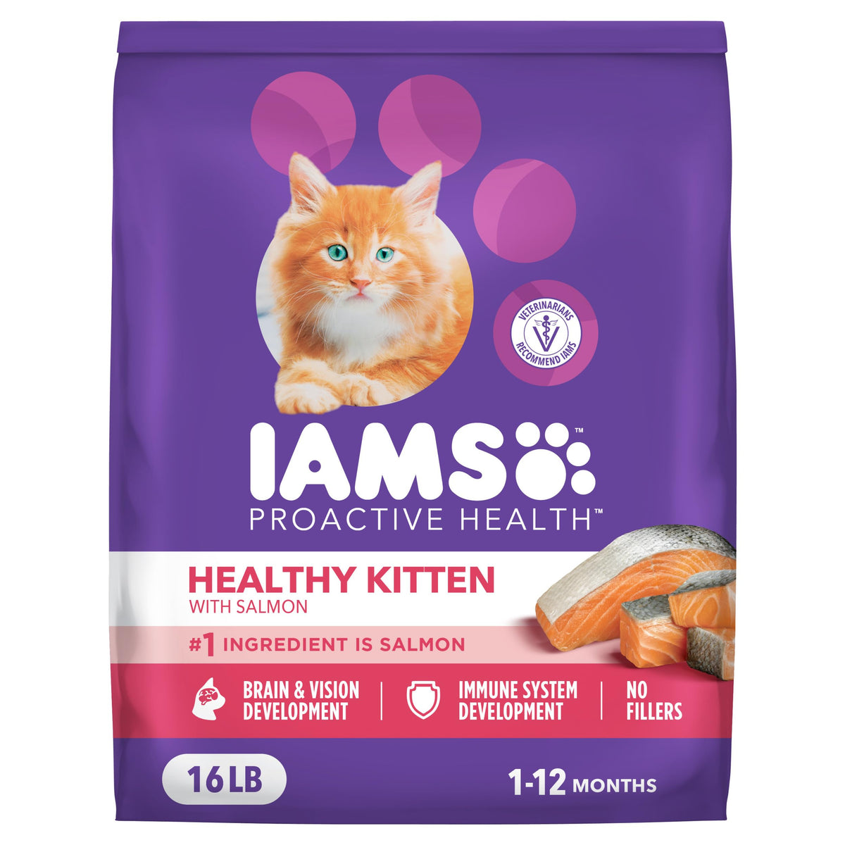 IAMS Proactive Health Healthy Kitten Dry Cat Food, Salmon, 7 lb