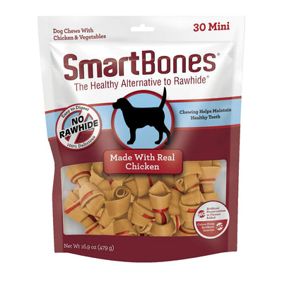 SmartBones Mini Bones Rawhide-Free Dog Treat, with Real Chicken, 56 Count