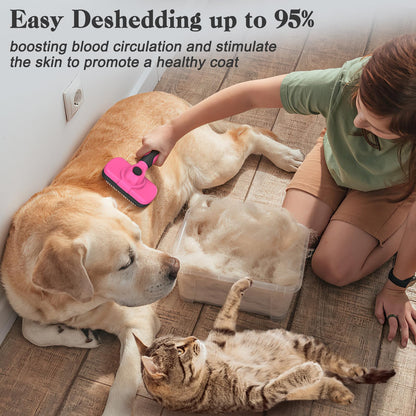 Swihauk Self Cleaning Slicker Brush for Dogs & Cats, Skin Friendly Pet Grooming for Shedding, Deshedding, and Hair Removal - Puppy Brush for Long Haired Pets, Pet Supplies, Purple