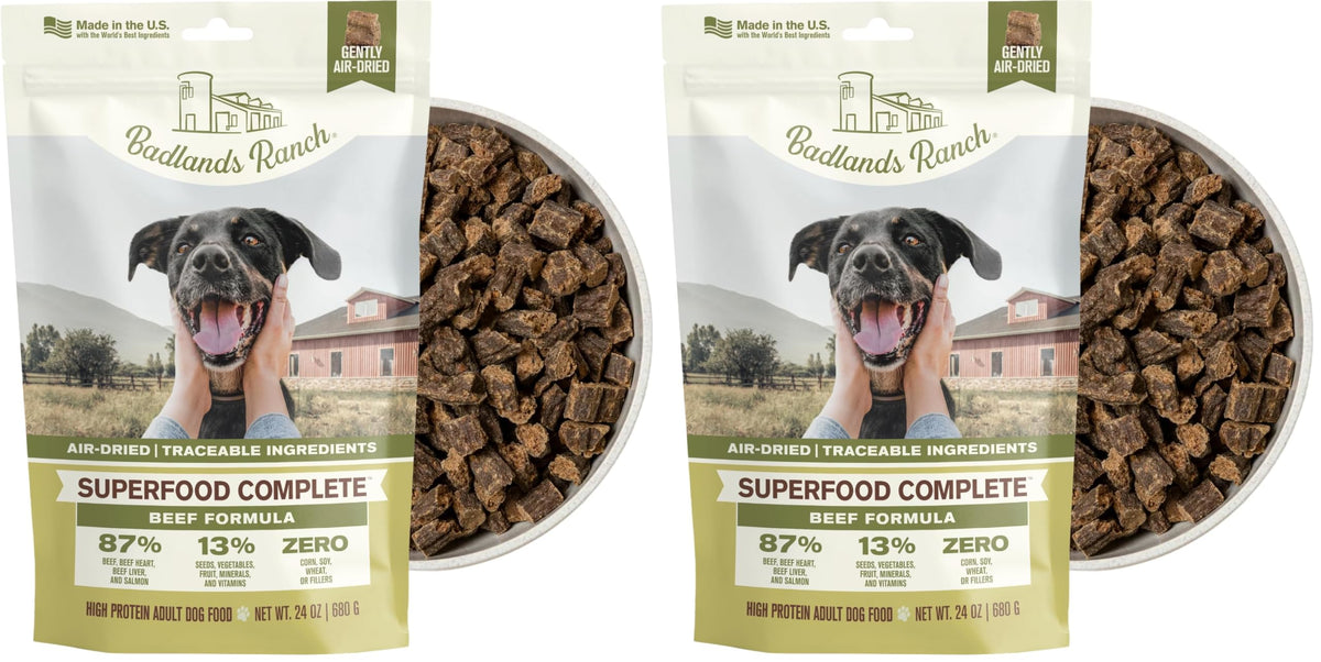 BADLANDS RANCH Air-Dried Chicken Dog Food, 87% Real Meat, 24 oz, 4-Pack