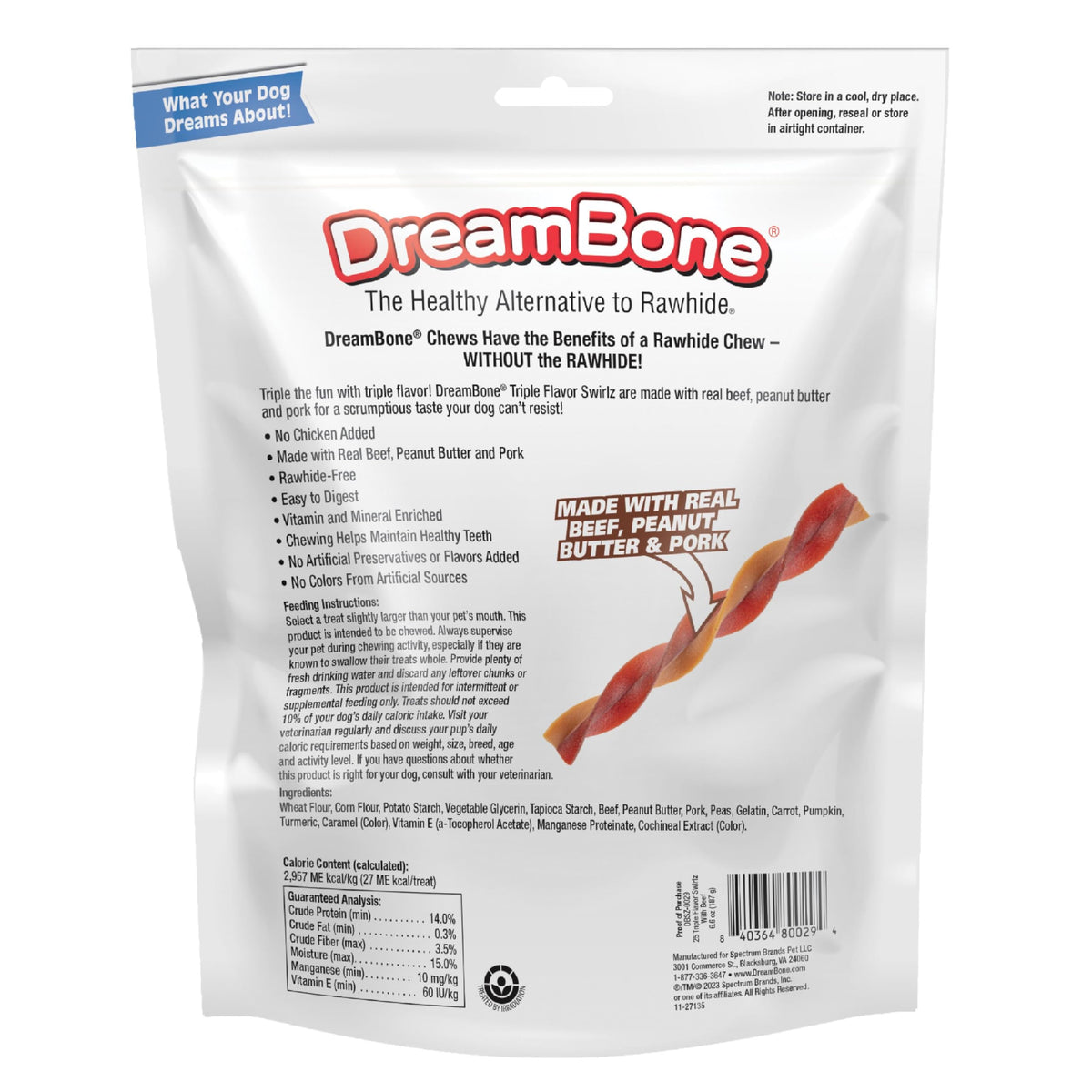 DreamBone Twisties Rawhide-Free Dog Treats with Real Protein, 25 Count