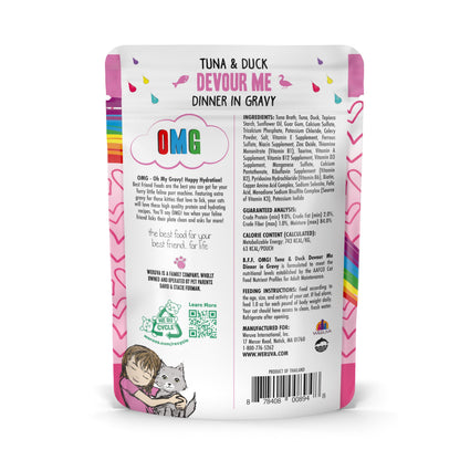 Weruva B.F.F. OMG - Best Feline Friend Oh My Gravy! Tuna & Chicken Charm Me with Tuna & Chicken in Gravy Cat Food, 3oz Pouch (Pack of 48)