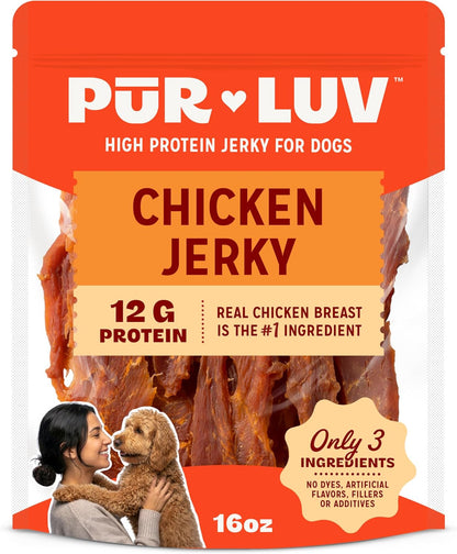 Pur Luv Chicken Jerky Dog Treats,100% Real Chicken Breast, 16 Ounces