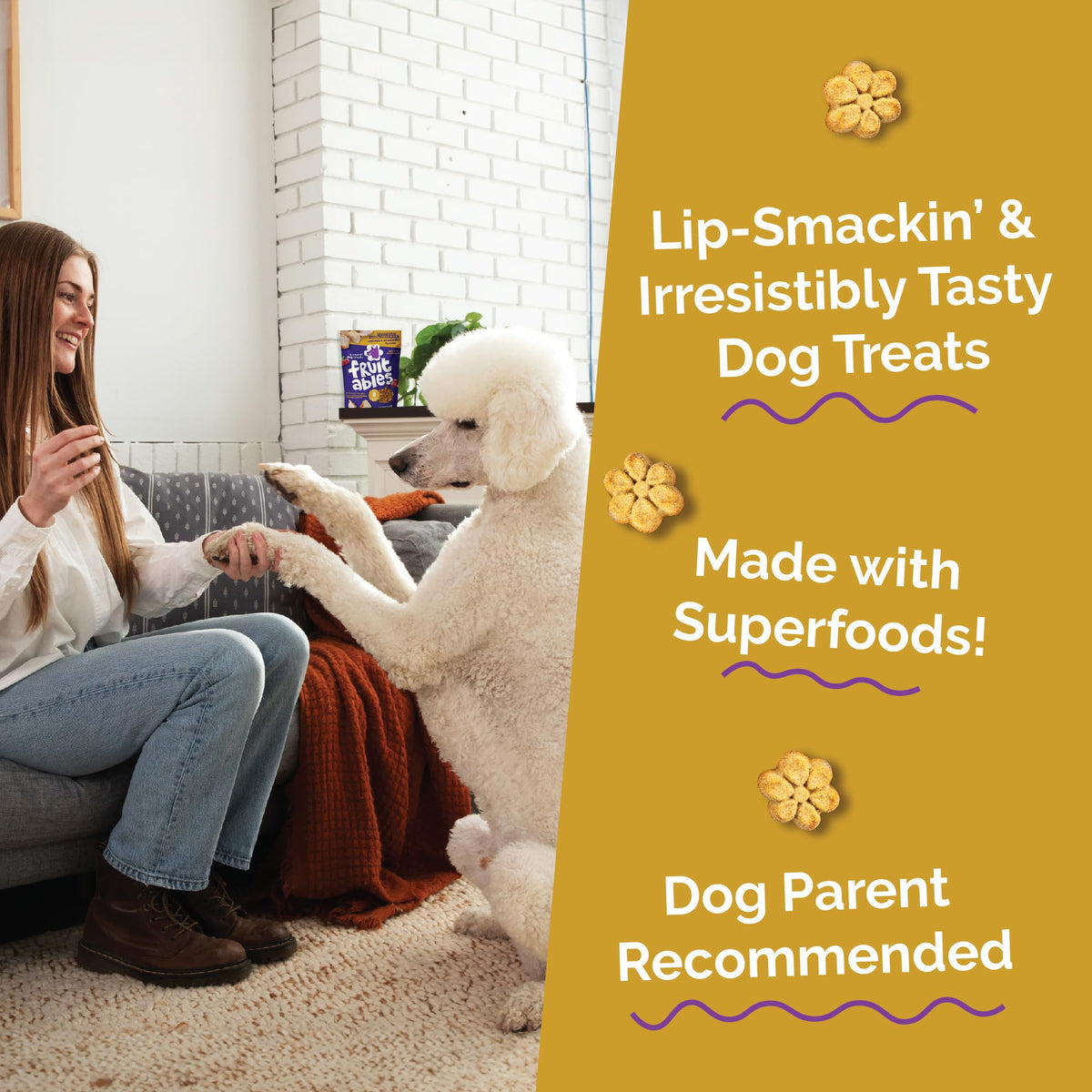 Fruitables Baked Dog Treats, Low Calorie Treats, Pumpkin & Blueberry, 12oz