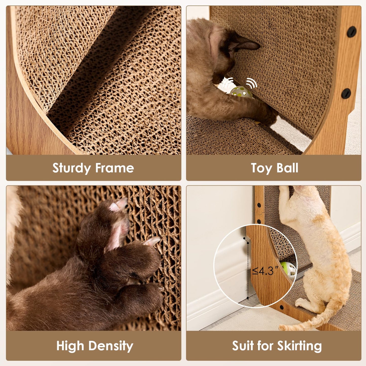 EHEYCIGA Cardboard Cat Scratcher for Indoor Cats, 32 Inch, Brown