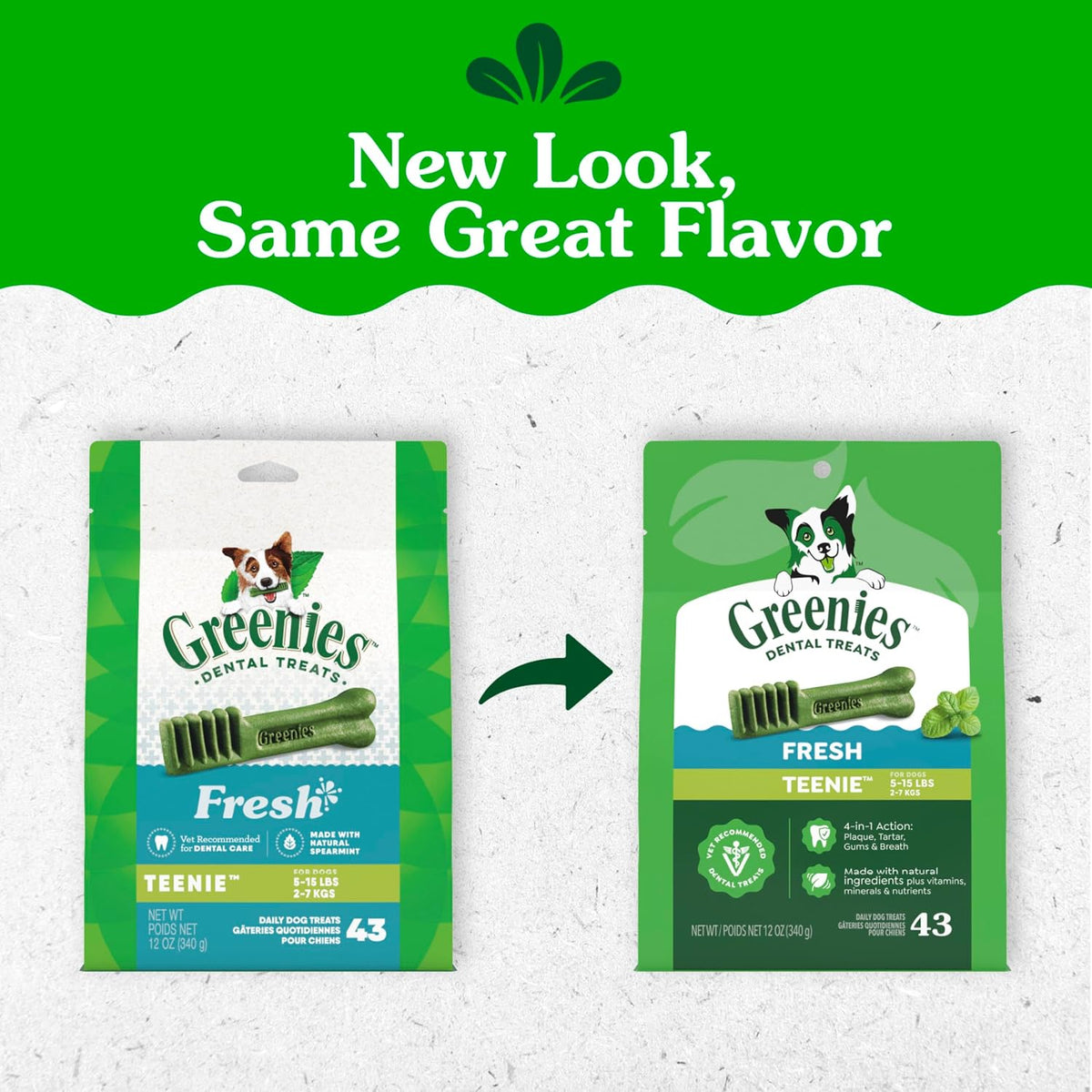 Greenies Teenie Natural Dental Dog Treats, Fresh Mint Flavor, 43 Count