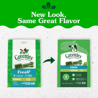 Greenies Teenie Natural Dental Dog Treats, Fresh Mint Flavor, 43 Count
