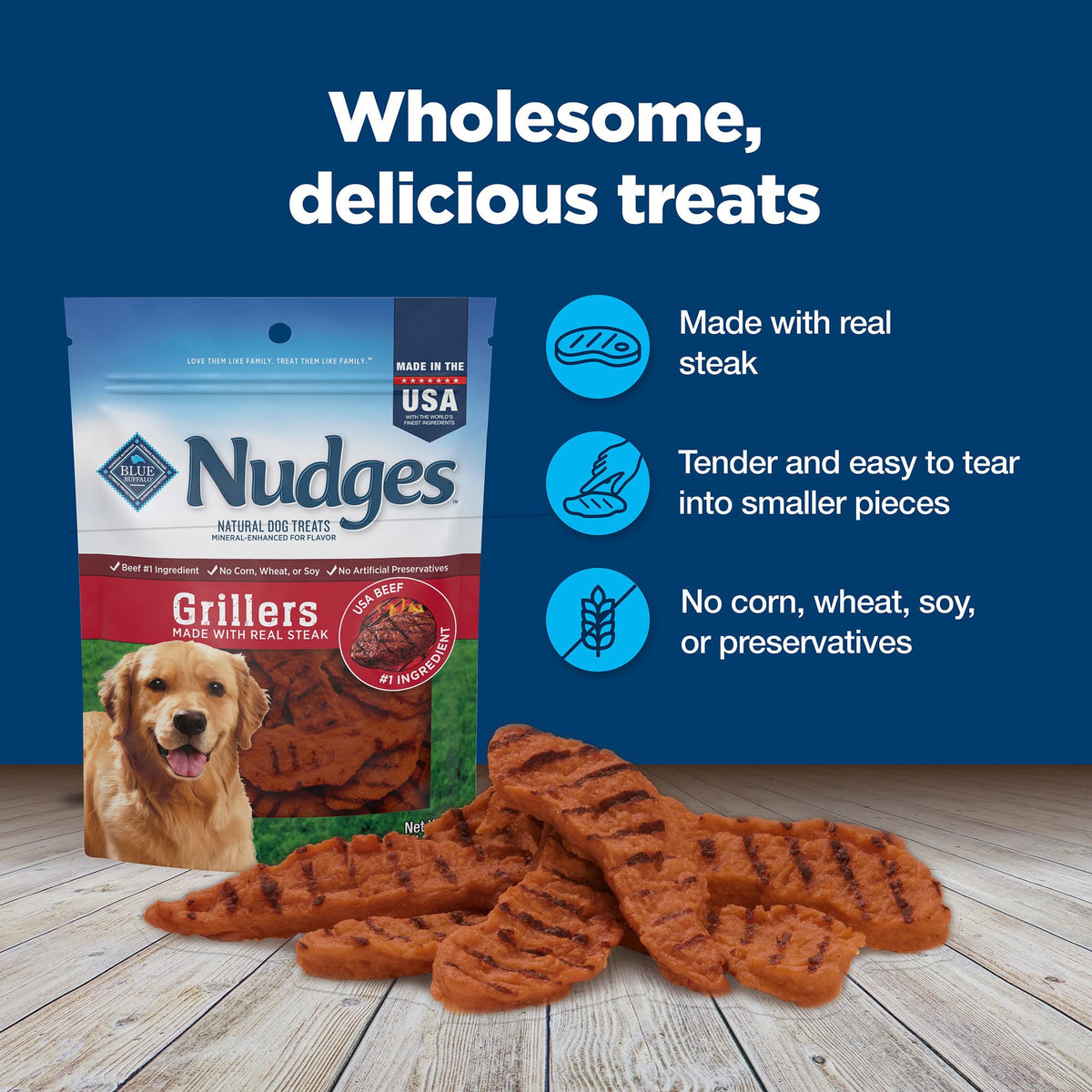 Blue Buffalo Nudges Grillers Steak Dog Treats, 16 oz