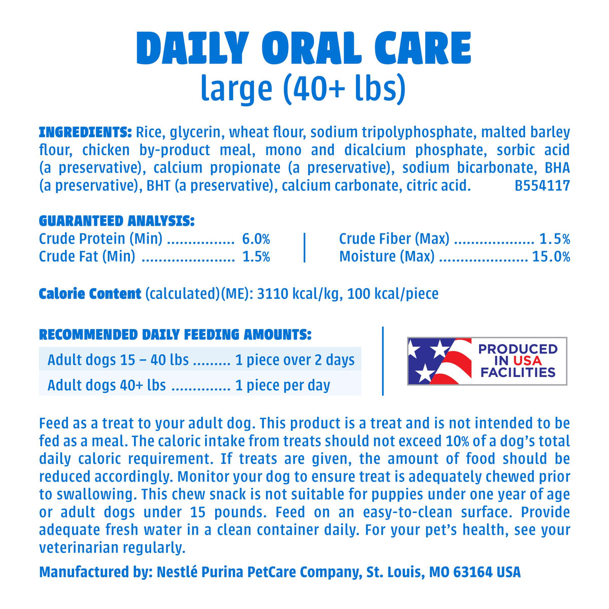 Dentalife Purina Daily Dental Chews for Large Dogs, 18 ct Pouch