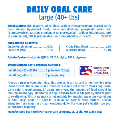 Dentalife Purina Daily Dental Chews for Large Dogs, 18 ct Pouch