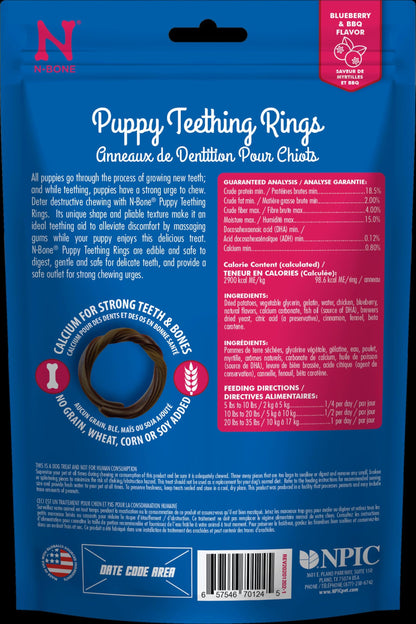 N-Bone Puppy Teething Rings, Chicken Flavor, Natural Puppy Teething Chews & Chew Treats, Helps Soothe Teething Gums, Calcium Enriched, 6 Rings