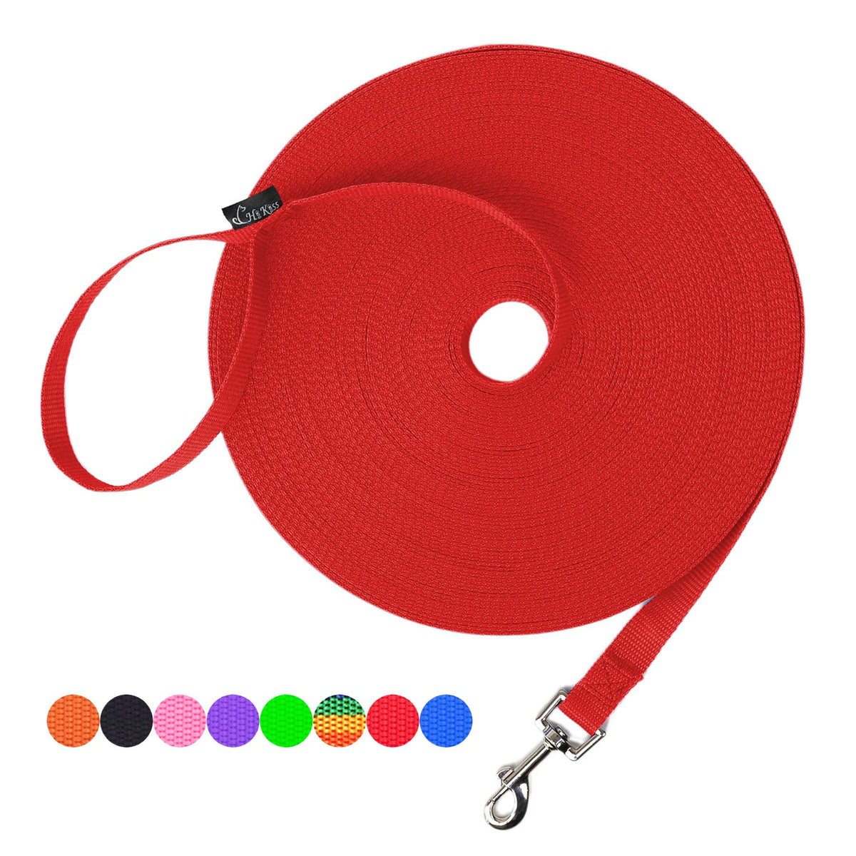 Hi Kiss Dog/Puppy Obedience Recall Training Agility Lead - 15ft 20ft 30ft 50ft 100ft Leash Great for Training, Play, Camping, or Backyard Black