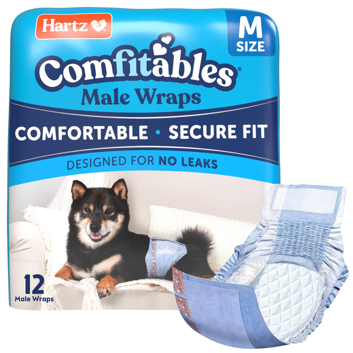 Hartz Comfitables Disposable Male Dog Wraps Stretchy Waistband, M 36 Count