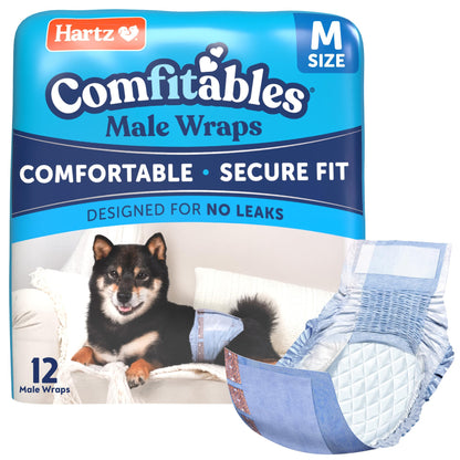 Hartz Comfitables Disposable Male Dog Wraps Stretchy Waistband, M 36 Count