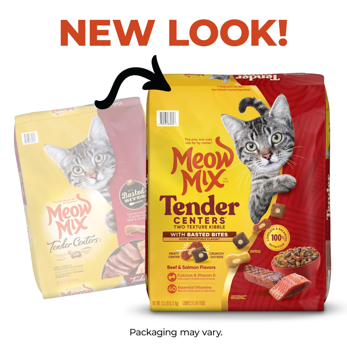 Meow Mix Tender Centers, Dry Cat Food, Beef & Salmon Flavors, 14.2 lb. Bag