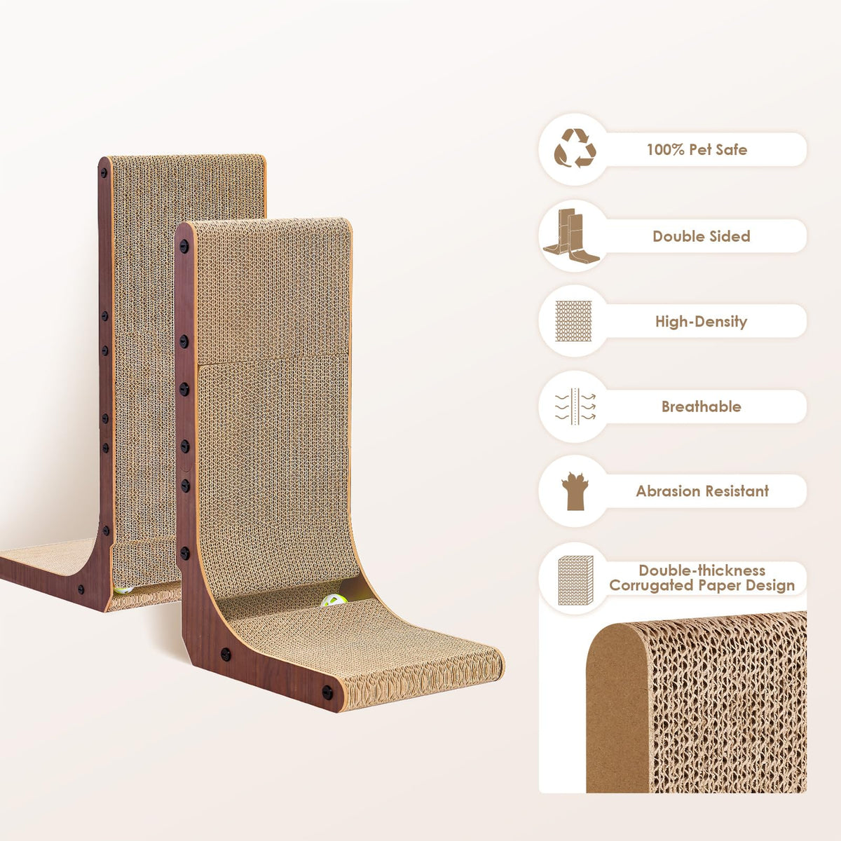 EHEYCIGA Cardboard Cat Scratcher for Indoor Cats, 32 Inch, Brown