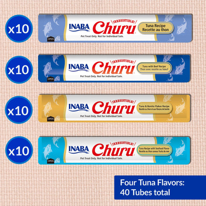 INABA Churu Cat Treats, Lickable, Squeezable Creamy Purée Cat Treat with Green Tea Extract & Taurine, 0.5 Ounces Each Tube, 20 Tubes, Chicken Variety Box