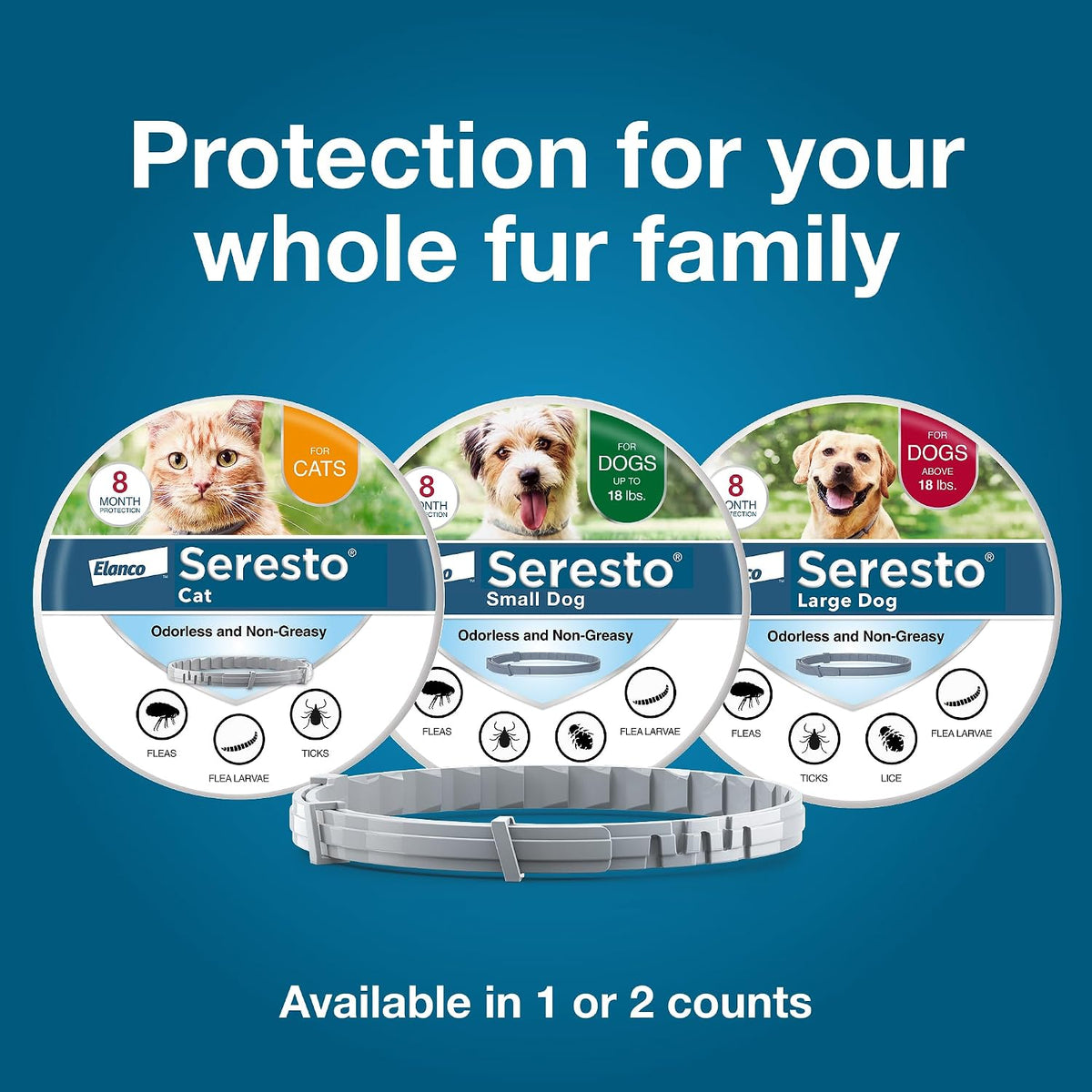 Seresto 8-Month Flea & Tick Collar for Large Dogs Over 18 lbs., 1ct