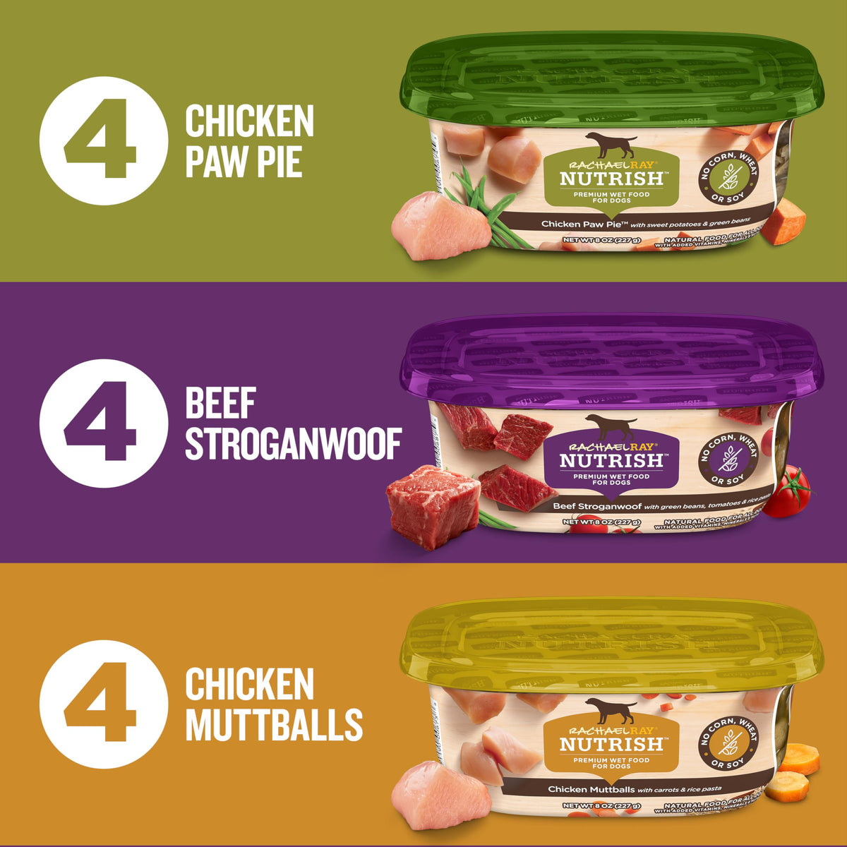 Nutrish Chicken Paw Pie Wet Dog Food, 8 oz. Tub (Pack of 8) (Rachael Ray)