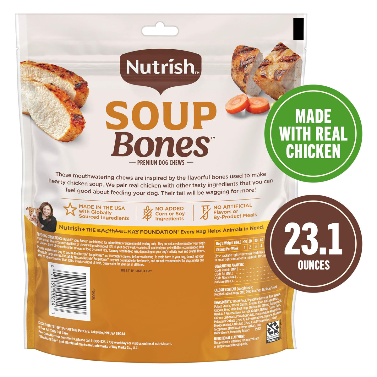 Nutrish Soup Bones Beef Dog Chews, 23.1 oz. Bag (11 Treats) (Rachael Ray)