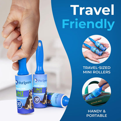 PetLovers Extra Sticky Lint Roller Mega Value Set 450 Sheets for Pet Hair Removal and Clothes, Dog and Cat Lint Remover 5 Pack
