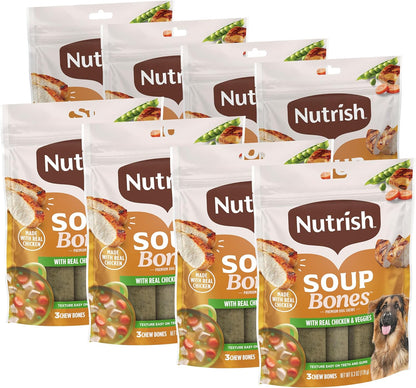 Nutrish Soup Bones Dog Chews, 6.3 oz. Bag, Pack of 8 (Rachael Ray)