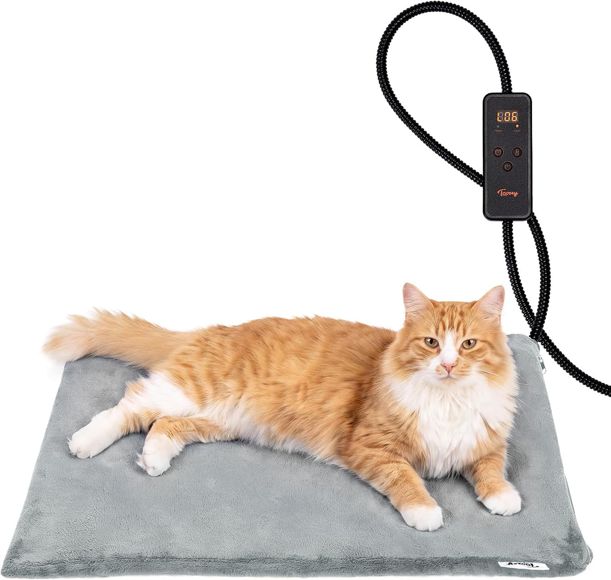 Toozey Cat Heating Pad for Cats & Dogs, Heated Bed Mat, 18 x 16 in, Grey