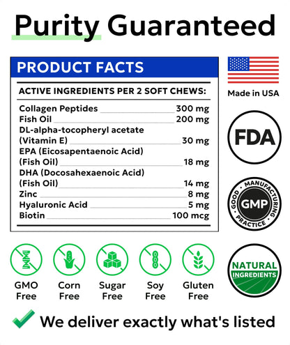 Omega 3 + Fish Oil for Dogs - Skin & Coat Support, Itch & Allergy Relief