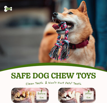 SHARLOVY Large Tough Chew Toys for Aggressive Chewers, 9 Pack Dog Rope Toys