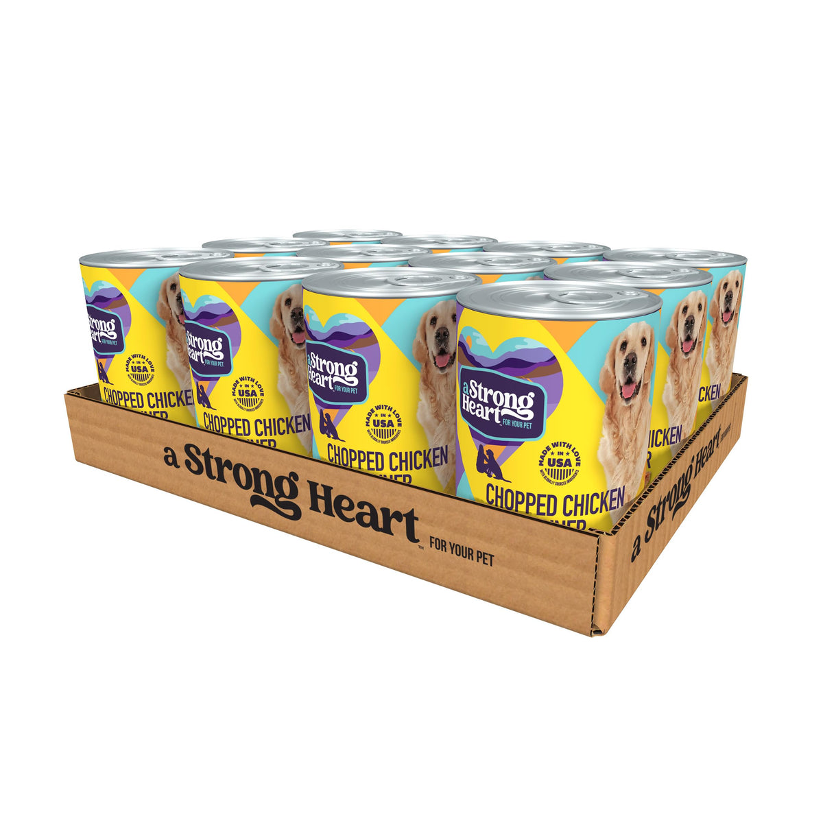 A Strong Heart Chopped Dog Food, Real Beef Dinner, 13.2oz Cans, 12pk