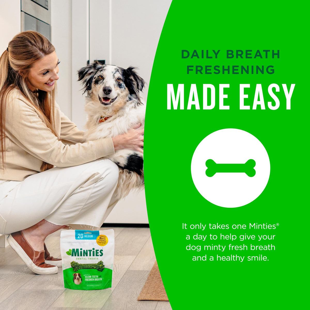 Minties Dog Dental Bone Treats, Tiny/Small 5-25 lbs, 40 Ct