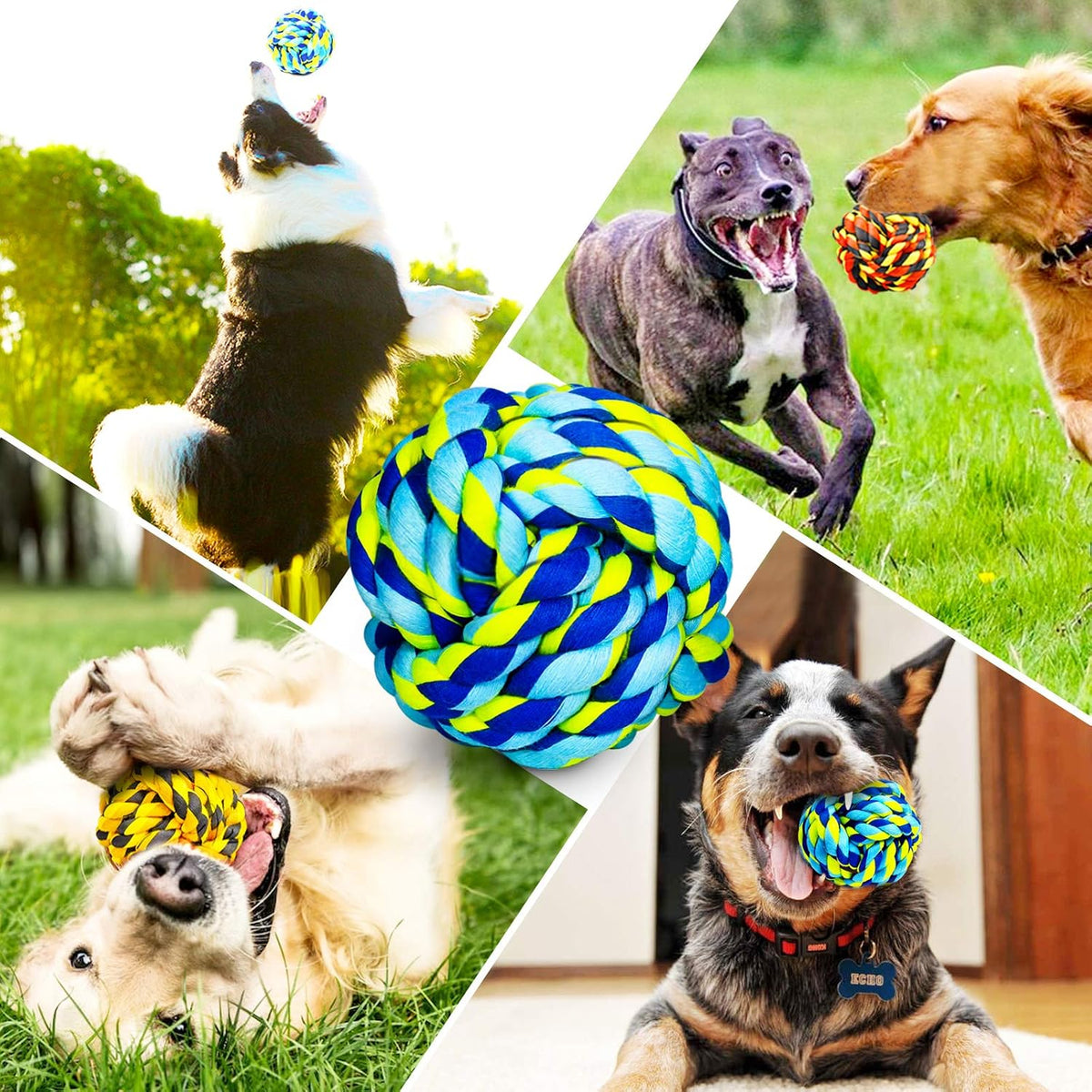 SHARLOVY Large Tough Chew Toys for Aggressive Chewers, 9 Pack Dog Rope Toys