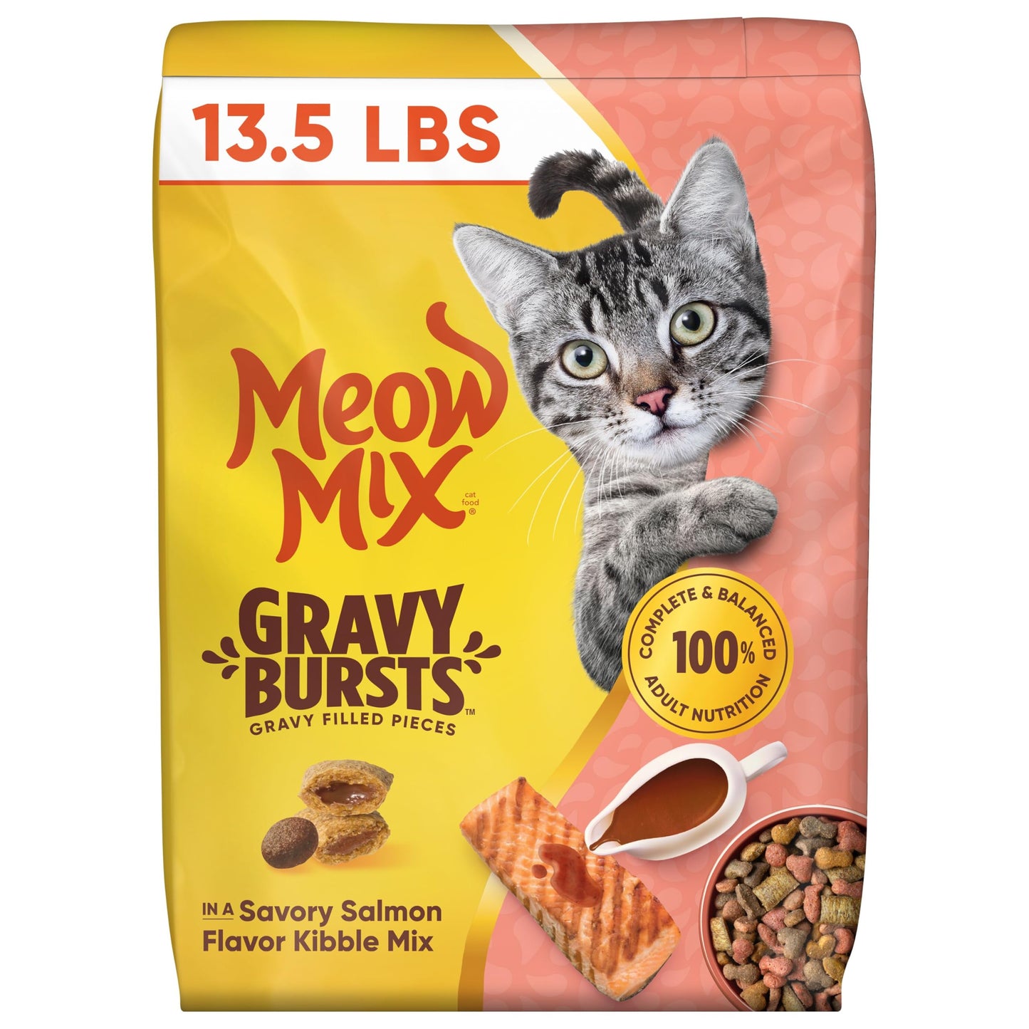 Meow Mix Gravy Bursts Dry Cat Food, 3 lb Bag