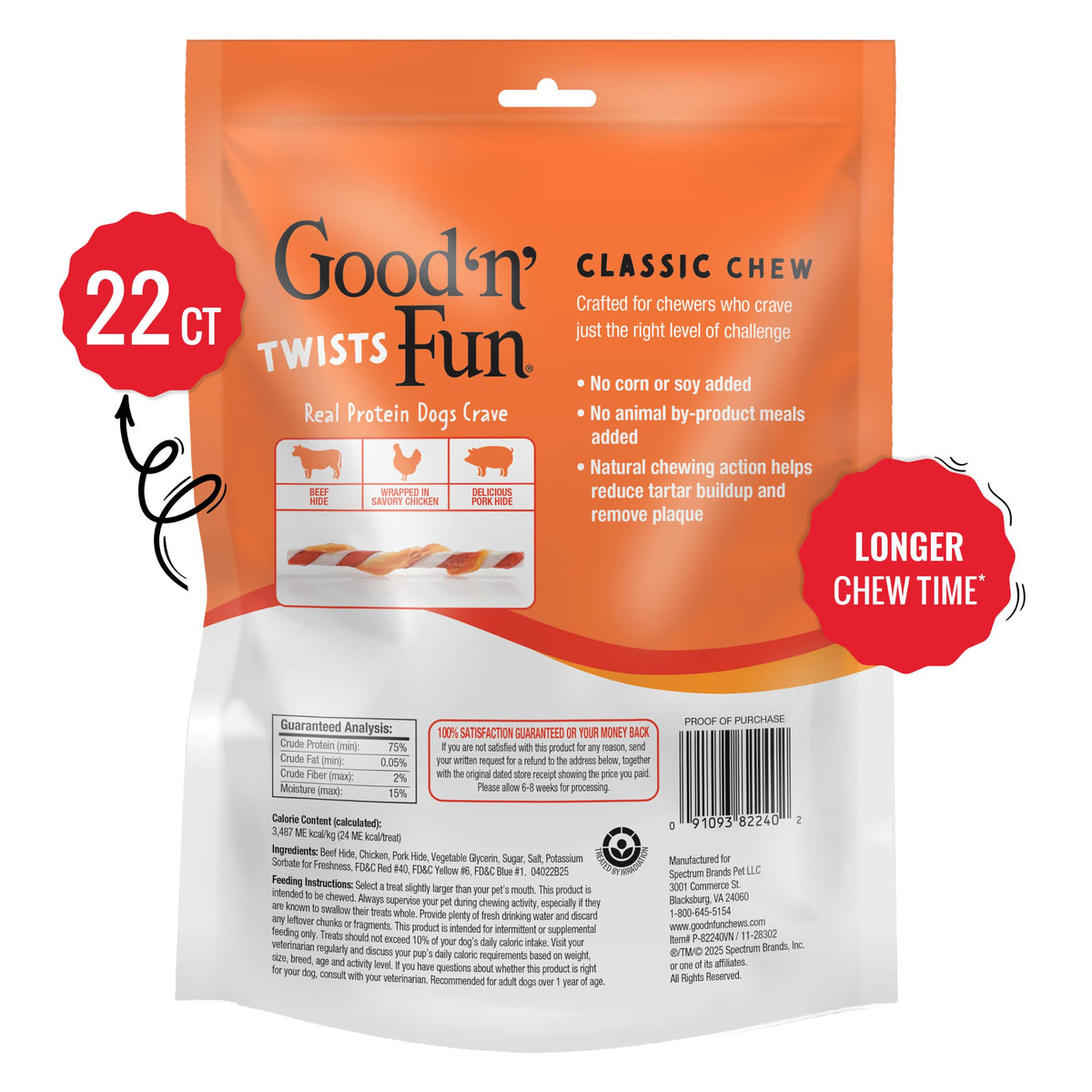 Good 'n' Fun Twists Long-Lasting Dog Treat, 35 Count (12 Pack)
