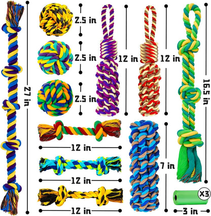 SHARLOVY Large Tough Chew Toys for Aggressive Chewers, 9 Pack Dog Rope Toys