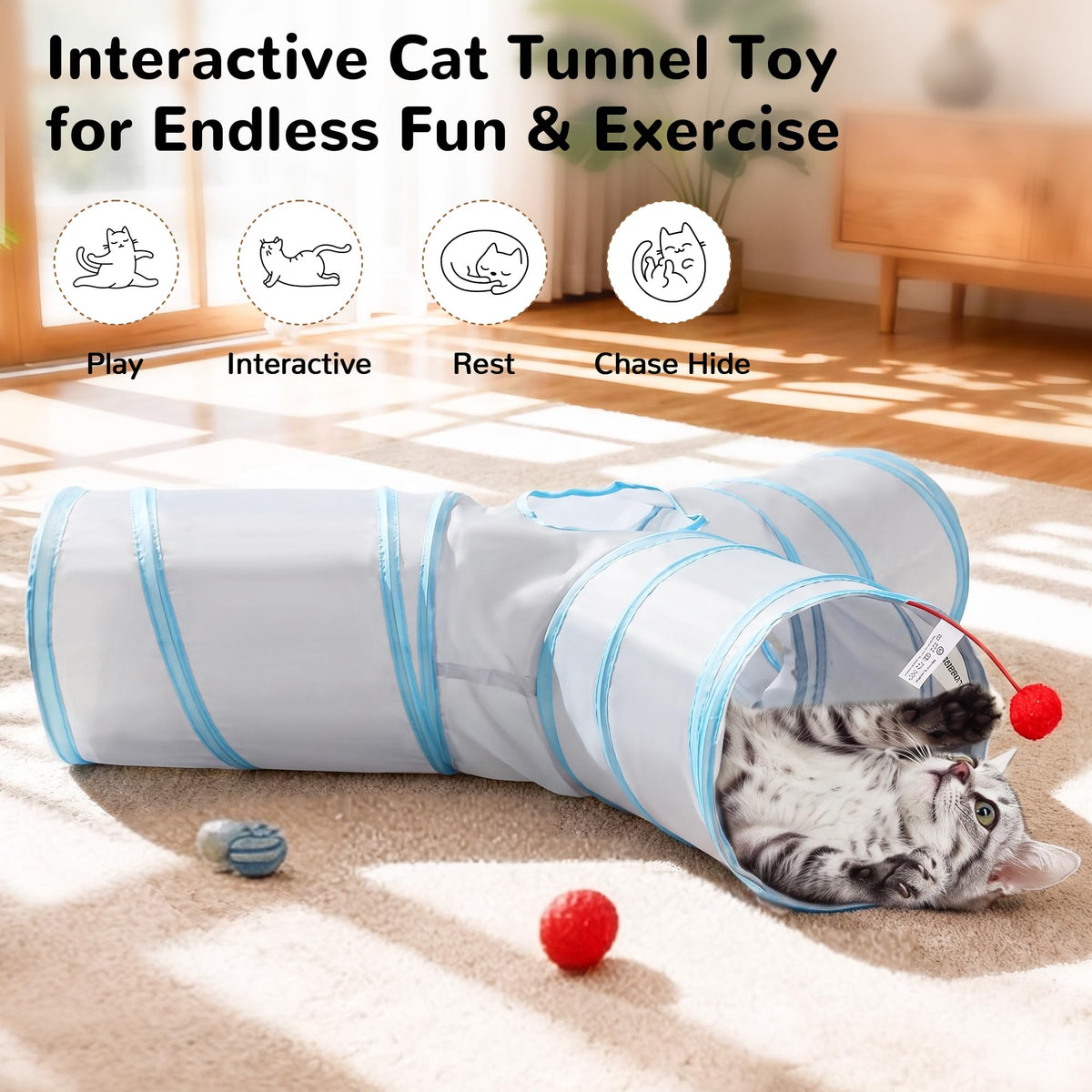 Tempcore Pet Tunnel Tube Cat Toys, Cat Tunnels for Indoor Cats