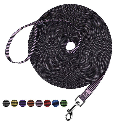 Hi Kiss Dog/Puppy Obedience Recall Training Agility Lead - 15ft 20ft 30ft 50ft 100ft Leash Great for Training, Play, Camping, or Backyard Black