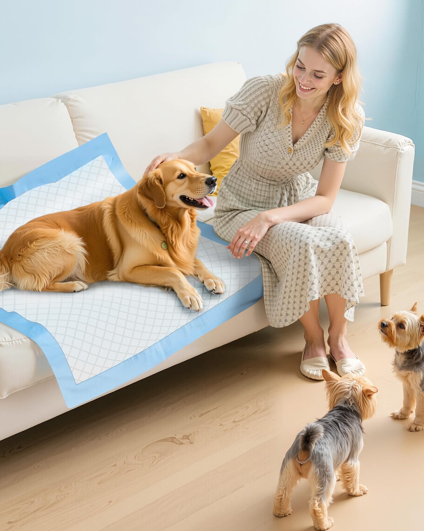 Powools Puppy Pads for Dogs, 34x28 in, 6-Layer Leakproof, 50-Pack