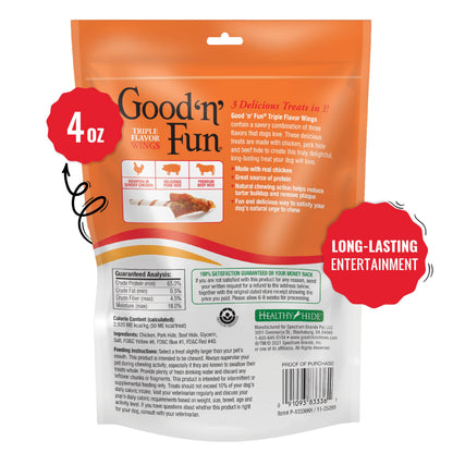 Good 'n' Fun Wings Long-Lasting Dog Treat with Real Protein, 12 oz (2 Pack)