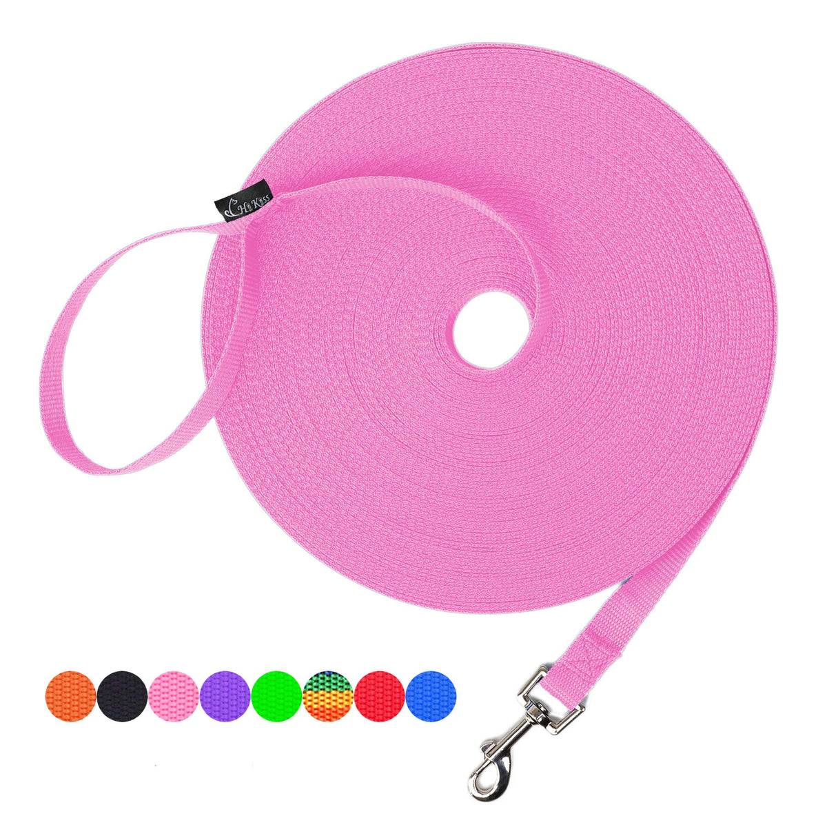 Hi Kiss Dog/Puppy Obedience Recall Training Agility Lead - 15ft 20ft 30ft 50ft 100ft Leash Great for Training, Play, Camping, or Backyard Black