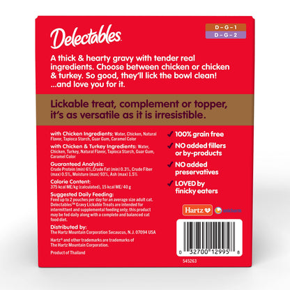 Delectables Lickable Treat Gravy Senior 10+ Variety Wet Cat Treat & Food Topper, Food Topper, Hydrating, Grain-Free, No Fillers, No by-Products, No Added Preservatives, 1.4-oz Pouch, 12 Count