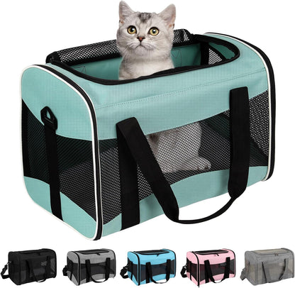 Cat Dog Carriers Soft-Sided Pet Carrier Large Cats for Medium Big Cat Small Dog Puppy up to 16lbs TSA Airline Approved Animal Collapsible Cat Carrier Carriers Travel Carrier Cat Bag (17x11x11)