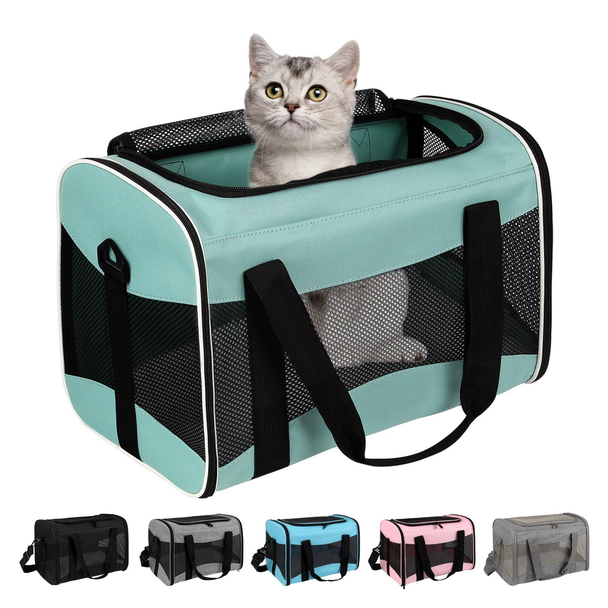 Cat Dog Carriers Soft-Sided Pet Carrier Large Cats for Medium Big Cat Small Dog Puppy up to 16lbs TSA Airline Approved Animal Collapsible Cat Carrier Carriers Travel Carrier Cat Bag (17x11x11)