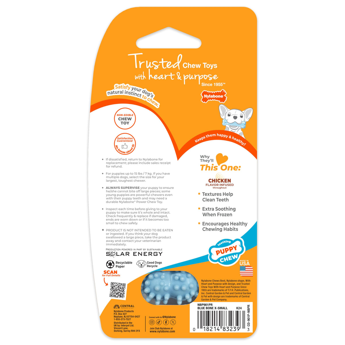 Nylabone New Puppy Starter Kit, Puppy Teething Toys, 3 Pack, Blue