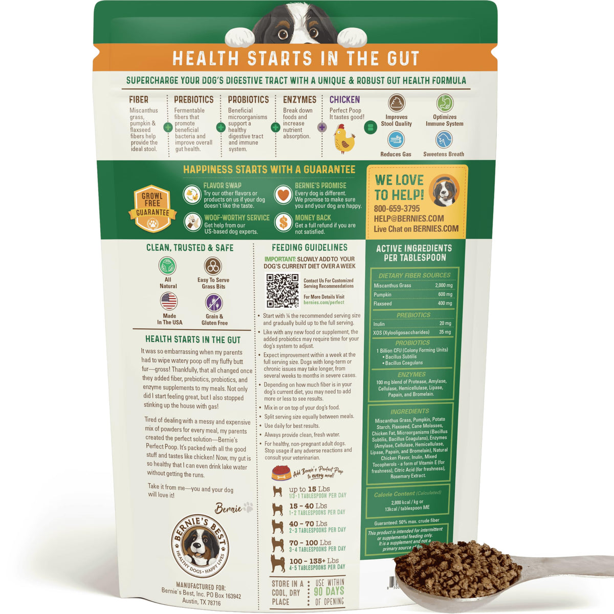 Bernie's Perfect Poop 4-in-1 Digestion Supplement, 2 Flavor Bundle, 12.8 oz