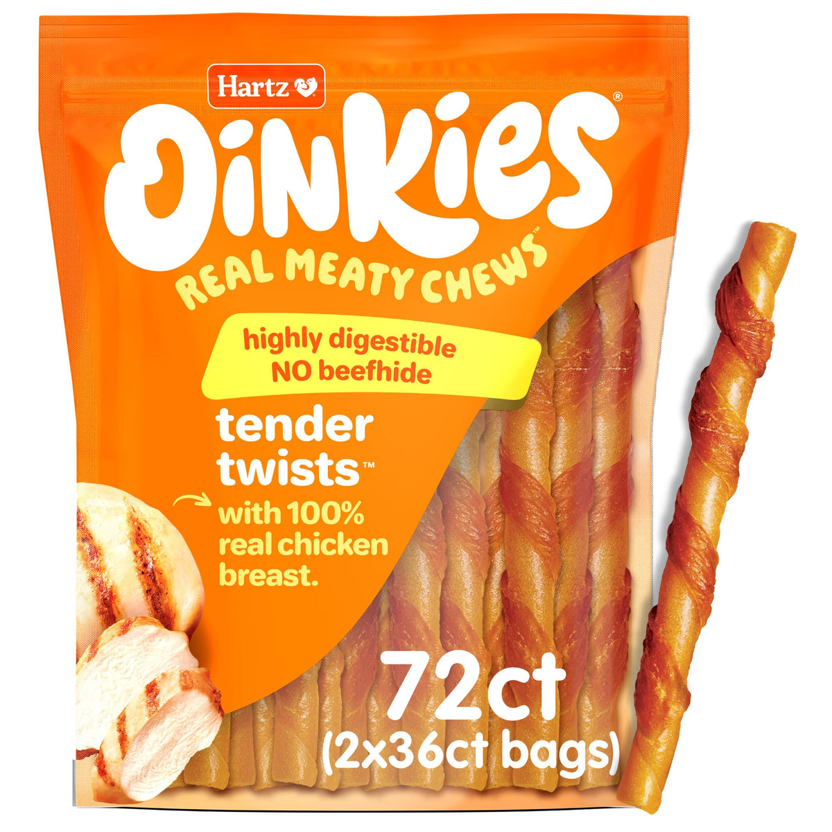 Hartz Oinkies Tender Twirls + Collagen Rawhide‑Free Dog Chews, 20 Count, 9.5 Ounce (Pack of 12)