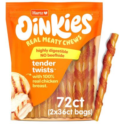 Hartz Oinkies Tender Twirls + Collagen Rawhide‑Free Dog Chews, 20 Count, 9.5 Ounce (Pack of 12)