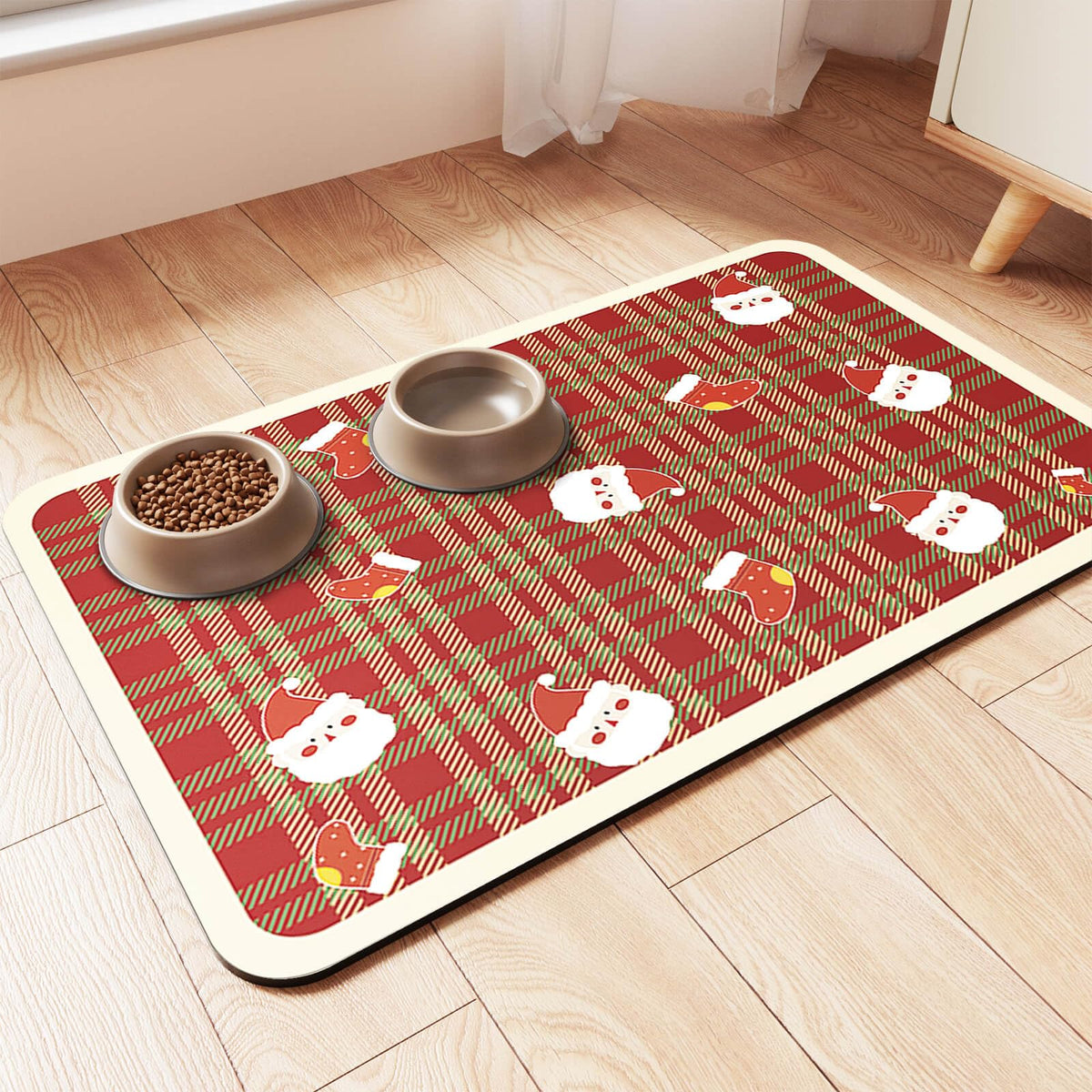 Pet Feeding Mat-Absorbent Pet Placemat for Food and Water Bowl, with Waterproof Rubber Backing, Quick Dry Water Dispenser Mat for Dog and Cat (20"x12", Blue)