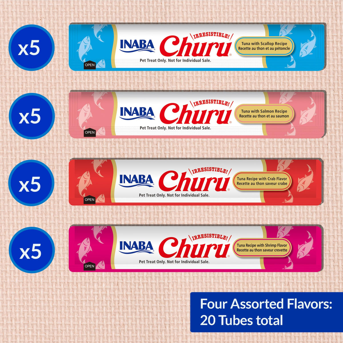 INABA Churu Cat Treats, Lickable, Squeezable Creamy Purée Cat Treat with Green Tea Extract & Taurine, 0.5 Ounces Each Tube, 20 Tubes, Chicken Variety Box