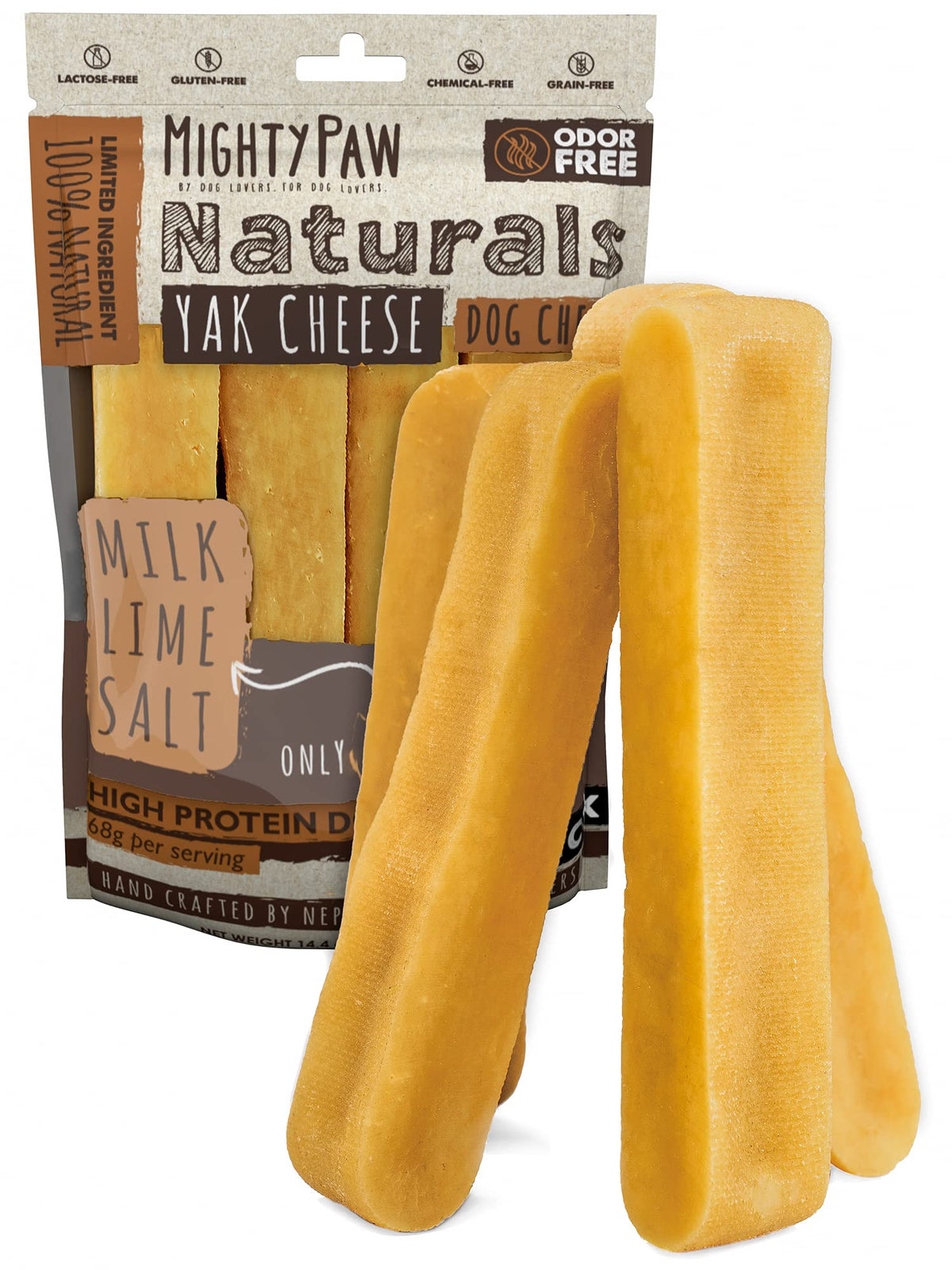 Mighty Paw Yak Cheese Dog Chews, Limited Ingredients, Monster 4-Pack